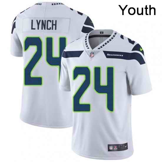Youth Nike Seattle Seahawks 24 Marshawn Lynch Elite White NFL Jersey
